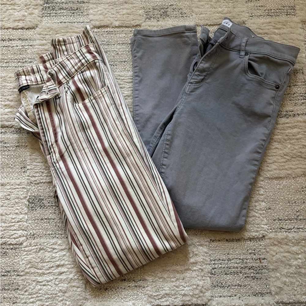 Stylish Gray and Striped Women’s Pants Set